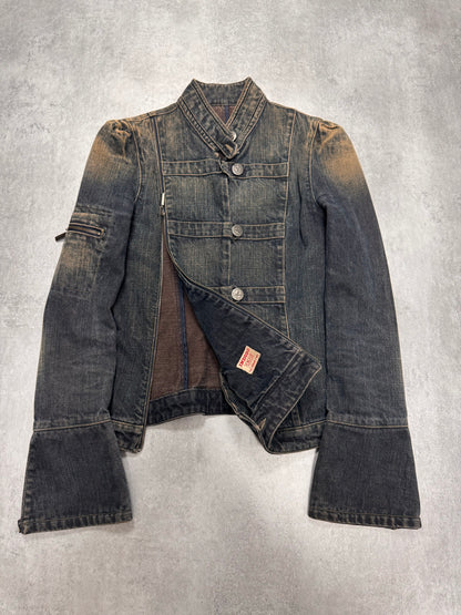 2000s Armani Samurai Faded Denim Jacket (XS)