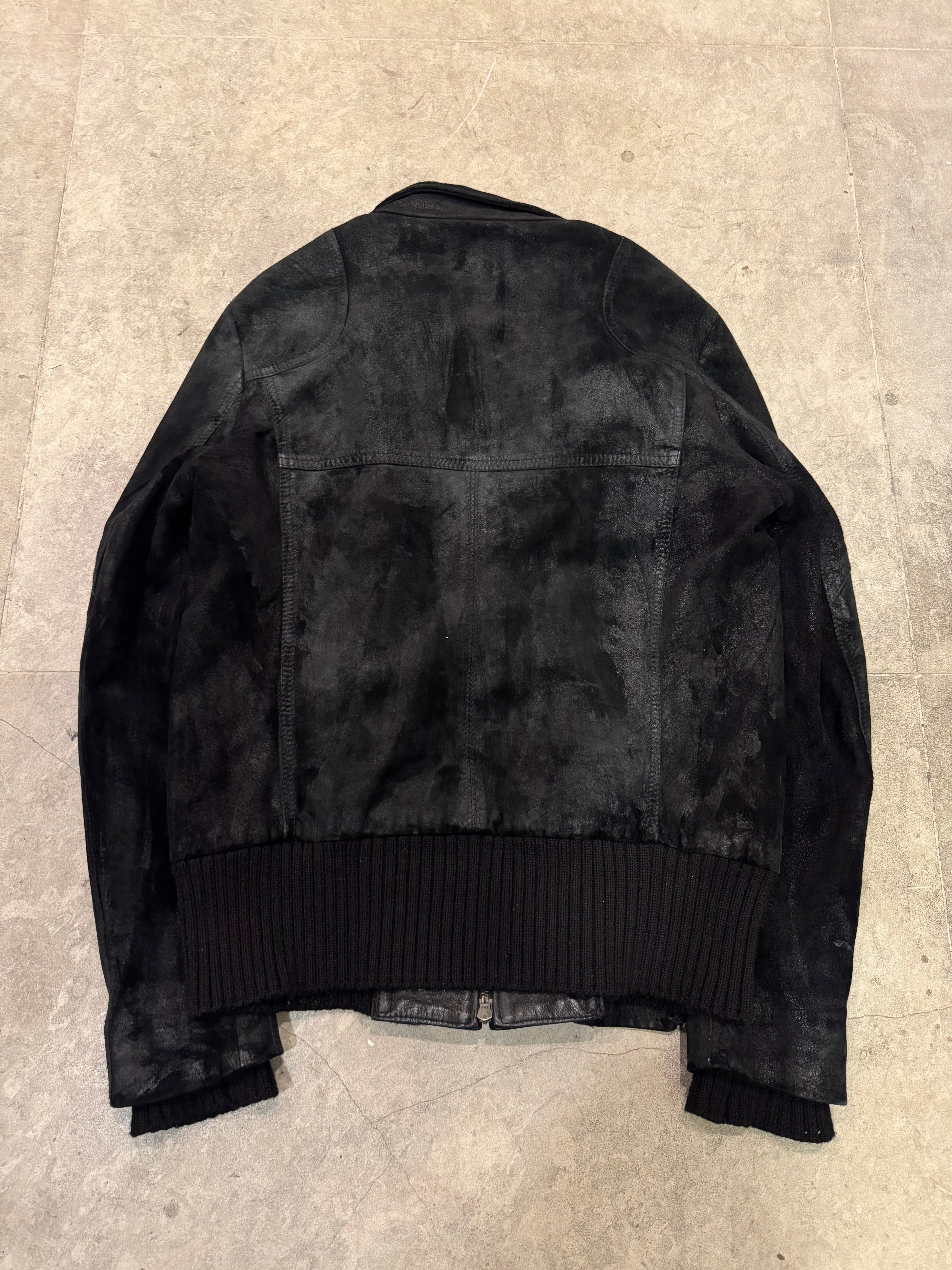 2000s Armani Eroded Black Leather Jacket