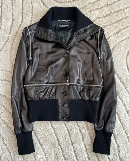 AW03 Dolce & Gabbana Utility Detachable Leather Jacket (XS)