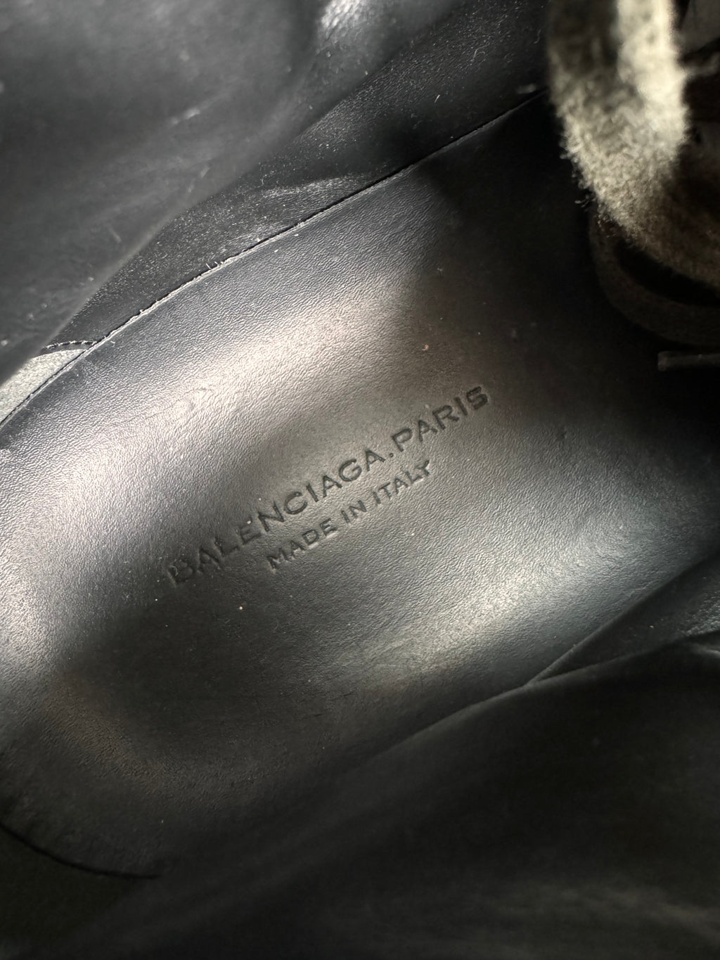 Balenciaga Arena High Kaki Cracked Leather Sneakers