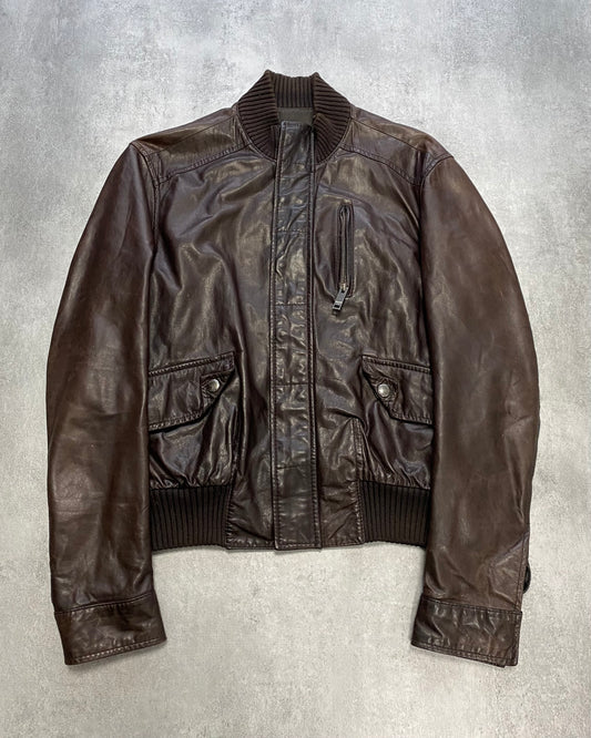 Moschino Simple Brown Leather Jacket (S)