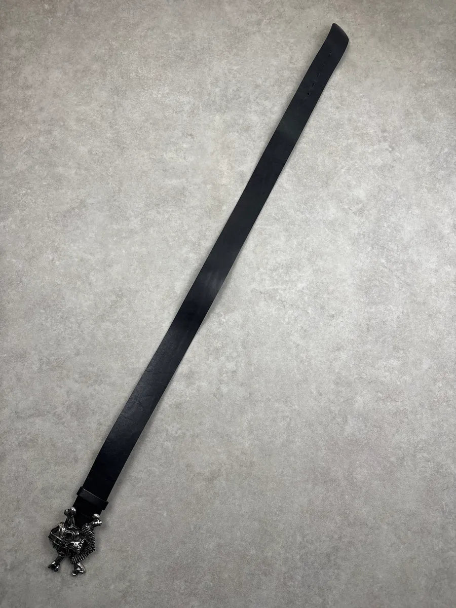 2000s Dolce & Gabbana Black Leather Skull Crossbones Belt CFPdDVwV 1