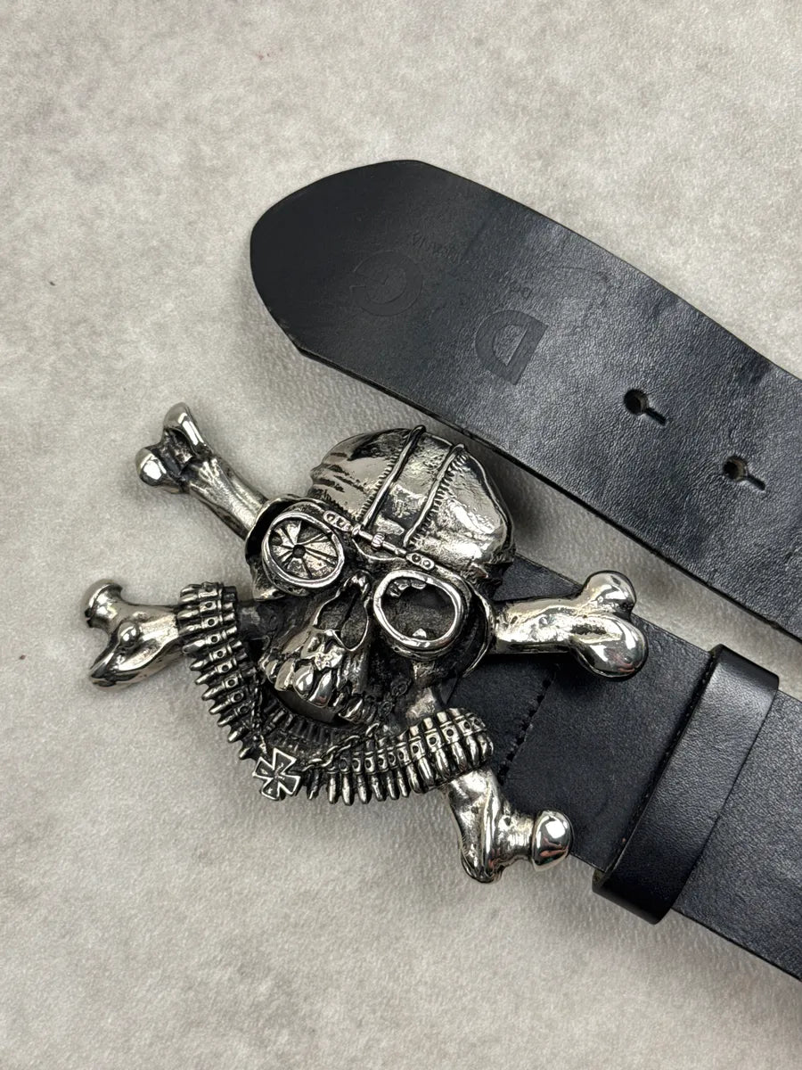2000s Dolce & Gabbana Black Leather Skull Crossbones Belt CFPdDVwV 3
