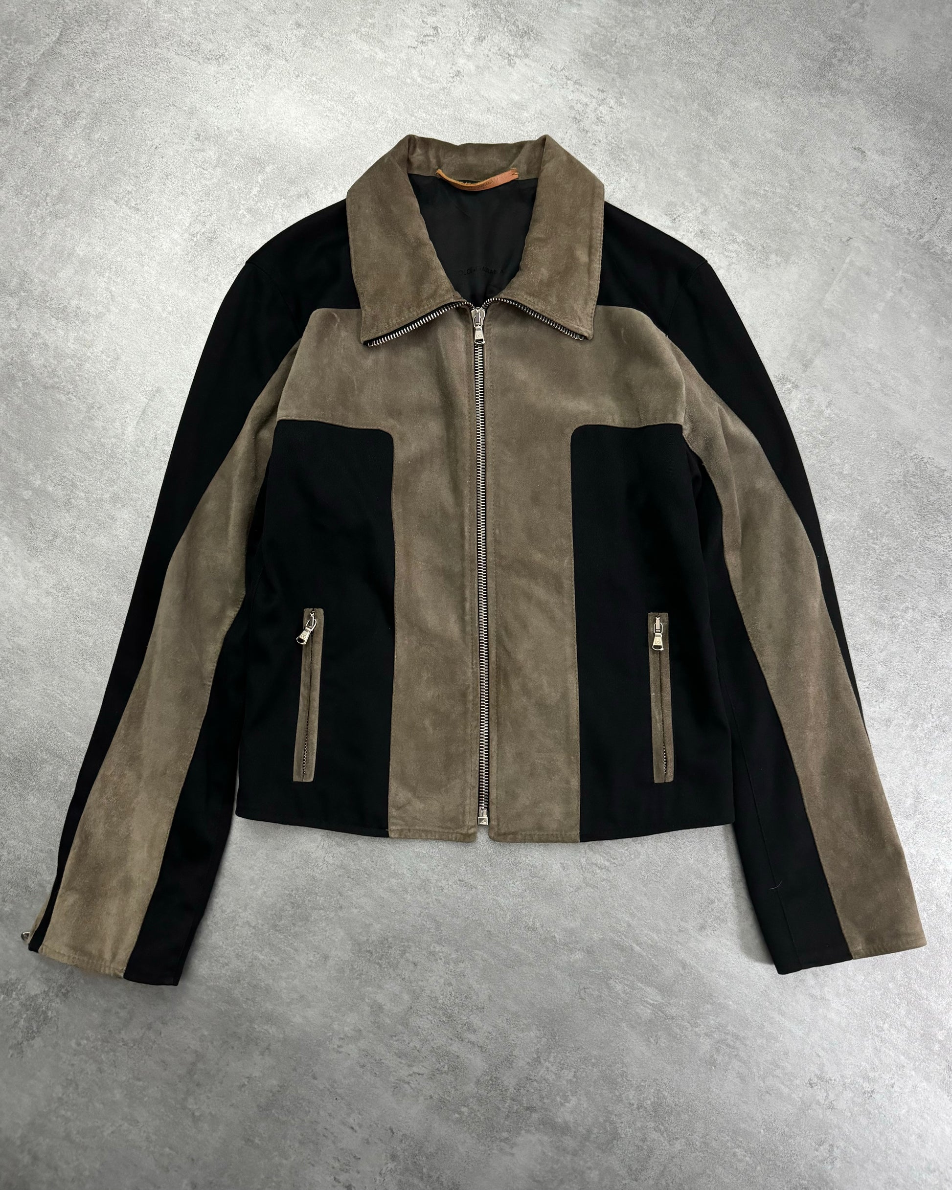 2000s Dolce & Gabbana Cross Suede Hybrid Architectural Jacket (M) - 5