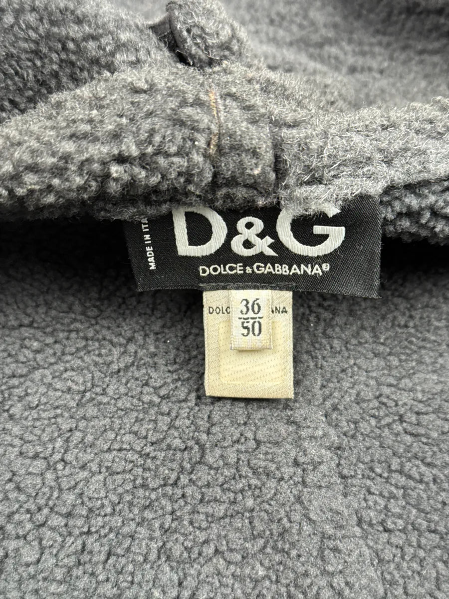 AW2003 Dolce & Gabbana Dark Grey Shearling Hooded Suede Leather Jacket CHqJQRXu 12