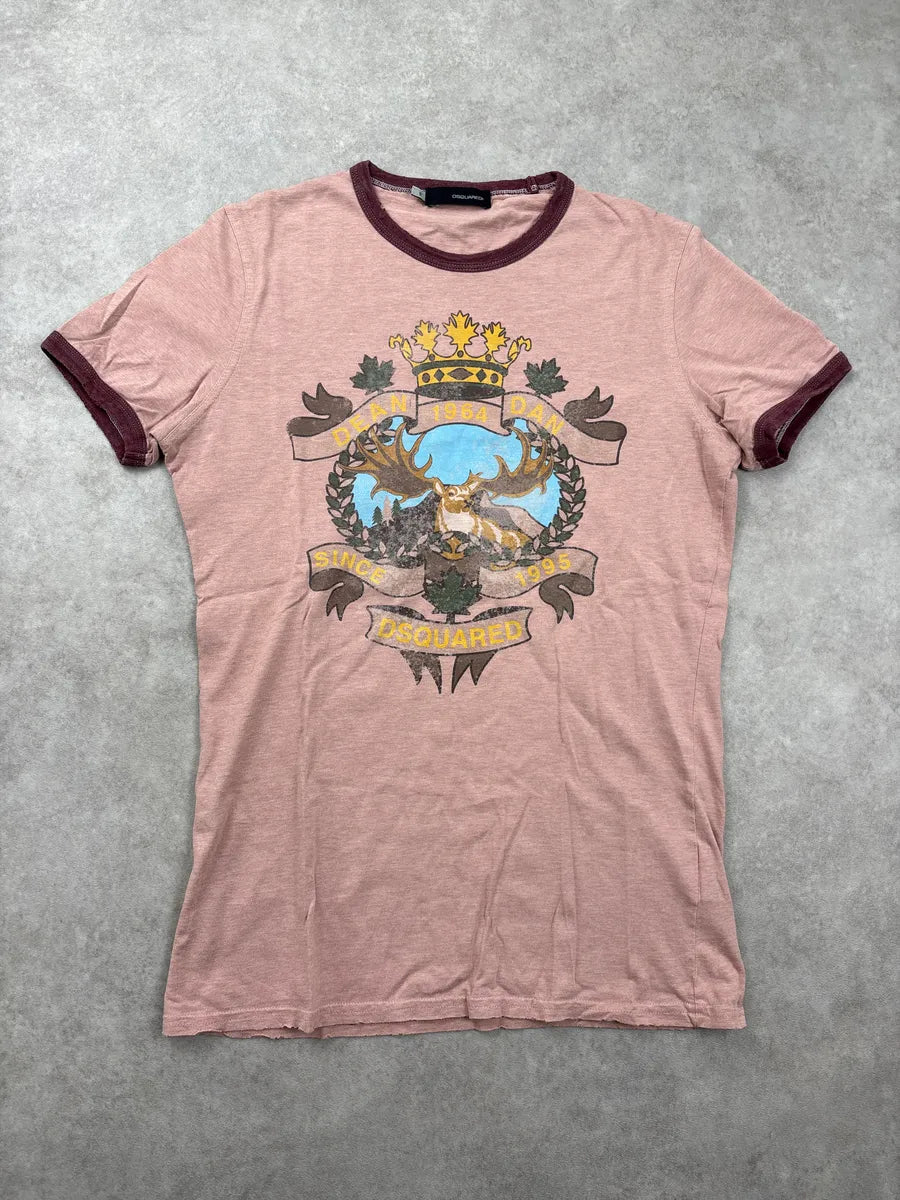 FW2006 Dsquared2 Pink Moose Crest Ringer T-Shirt CIBWrrSf 0