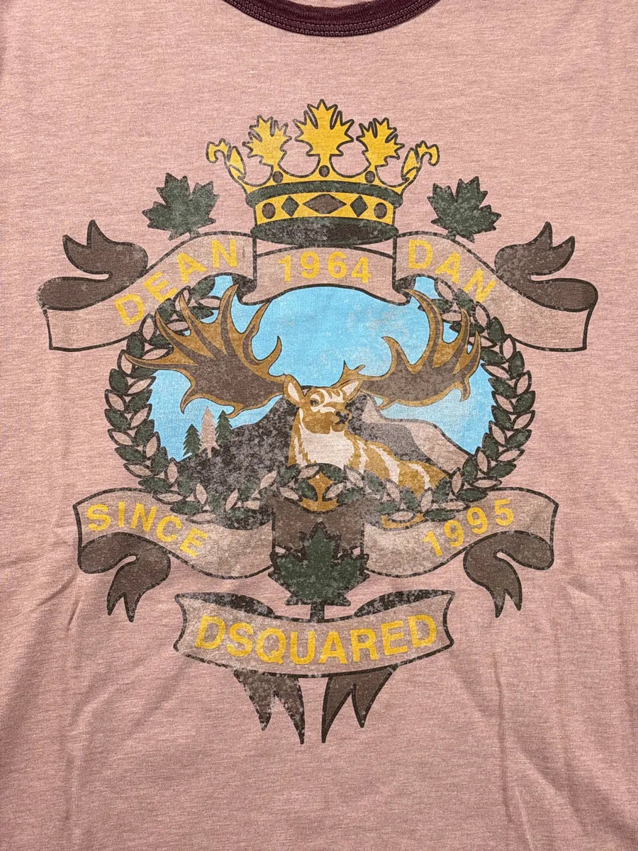 FW2006 Dsquared2 Pink Moose Crest Ringer T-Shirt CIBWrrSf 6