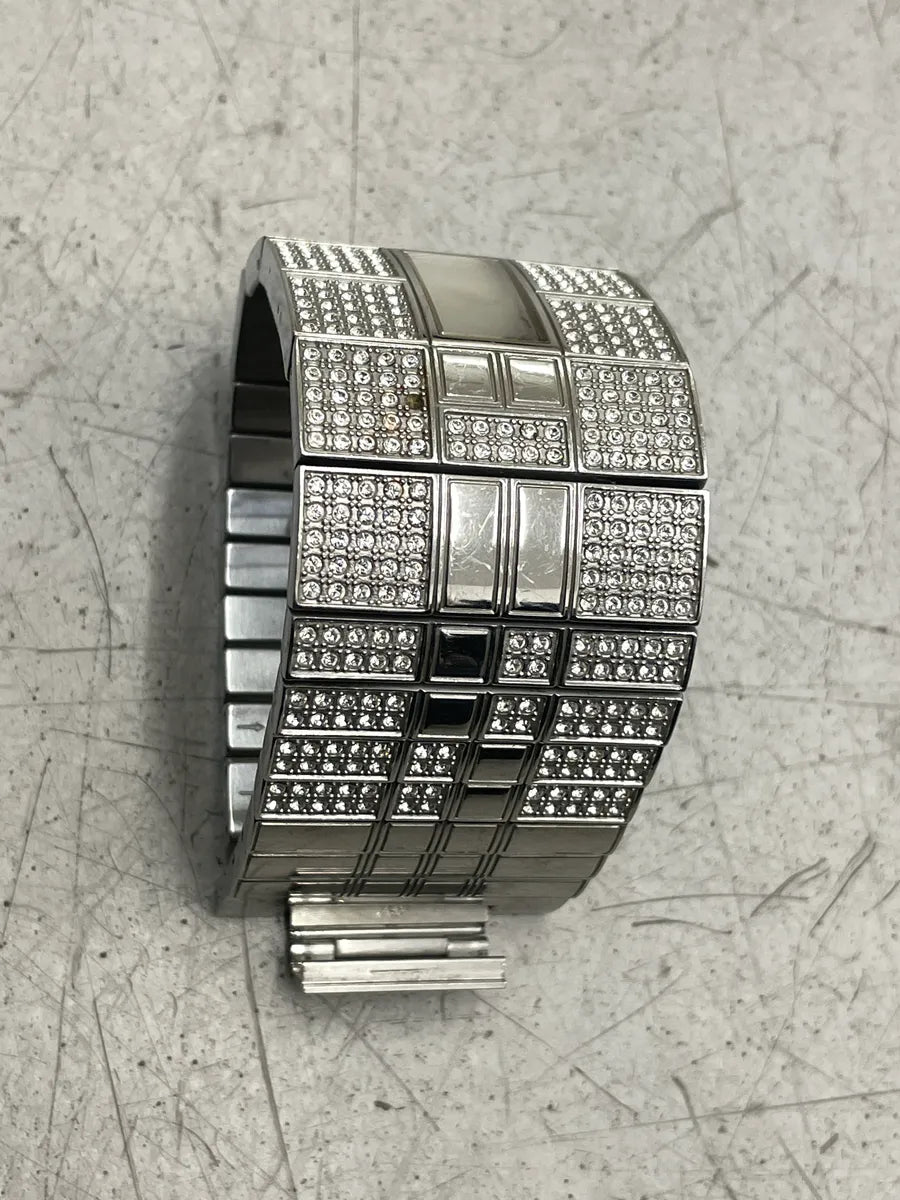2000s Dolce & Gabbana Silver Stainless Steel Pavé Crystal Geometric Bracelet Watch CJgAhscN 9