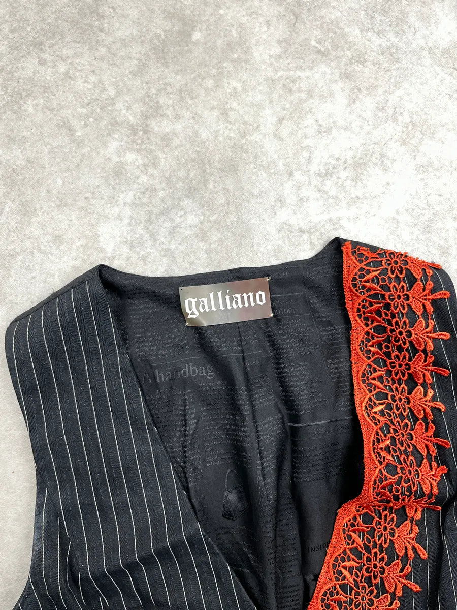 SS2008 Galliano Black Gold Floral Embroidered Vest CKaoTQGv 8
