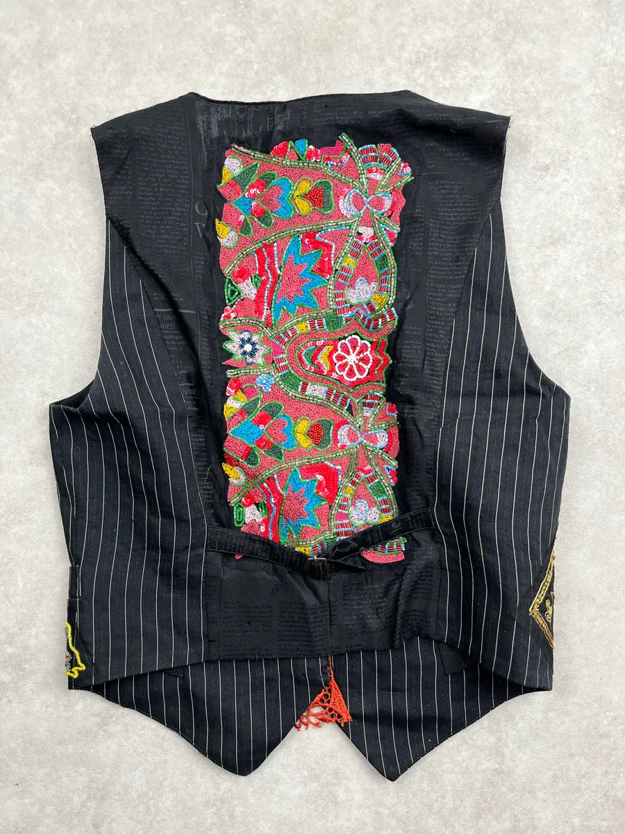 SS2008 Galliano Black Gold Floral Embroidered Vest CKaoTQGv 3
