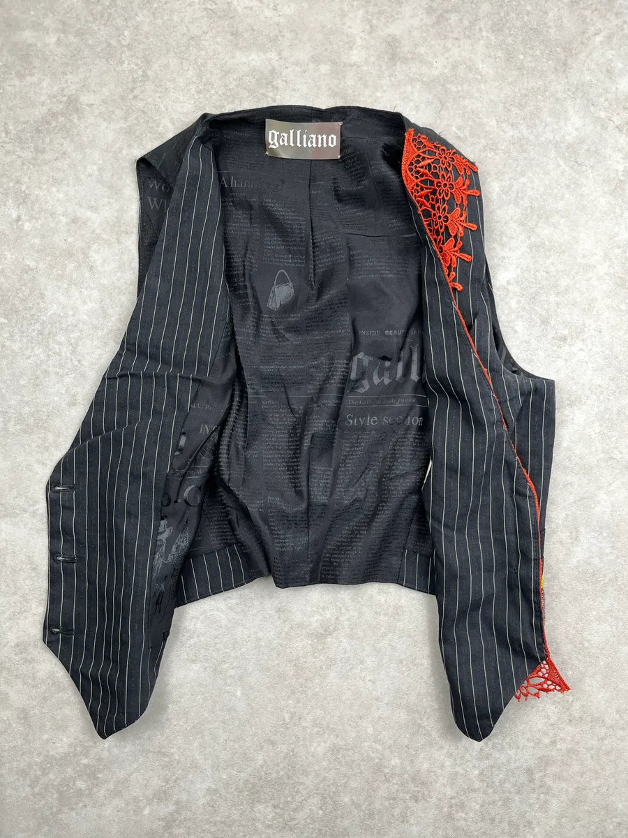 SS2008 Galliano Black Gold Floral Embroidered Vest CKaoTQGv 4