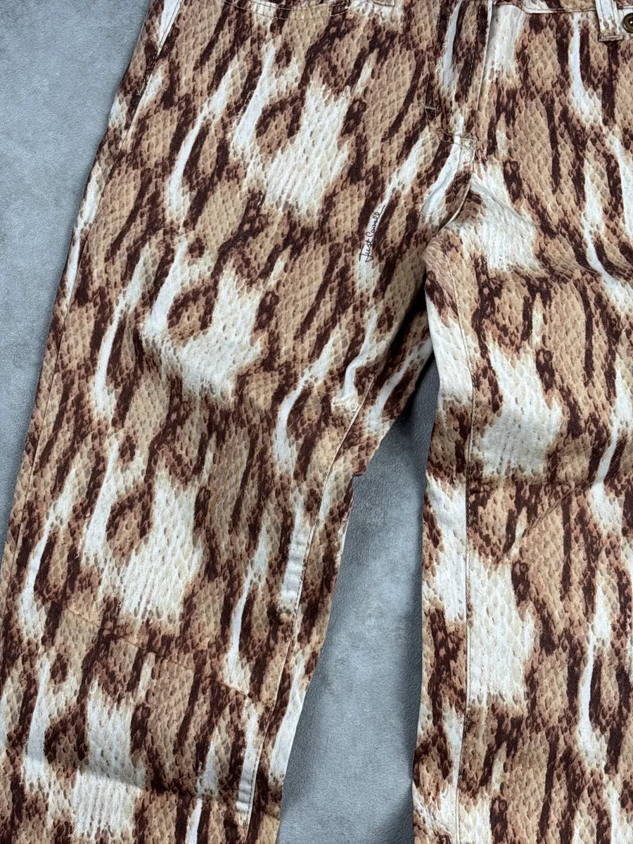 SS2011 Cavalli Beige Brown Snake Print Slim Low-Rise Jeans CLMkLXqV 5