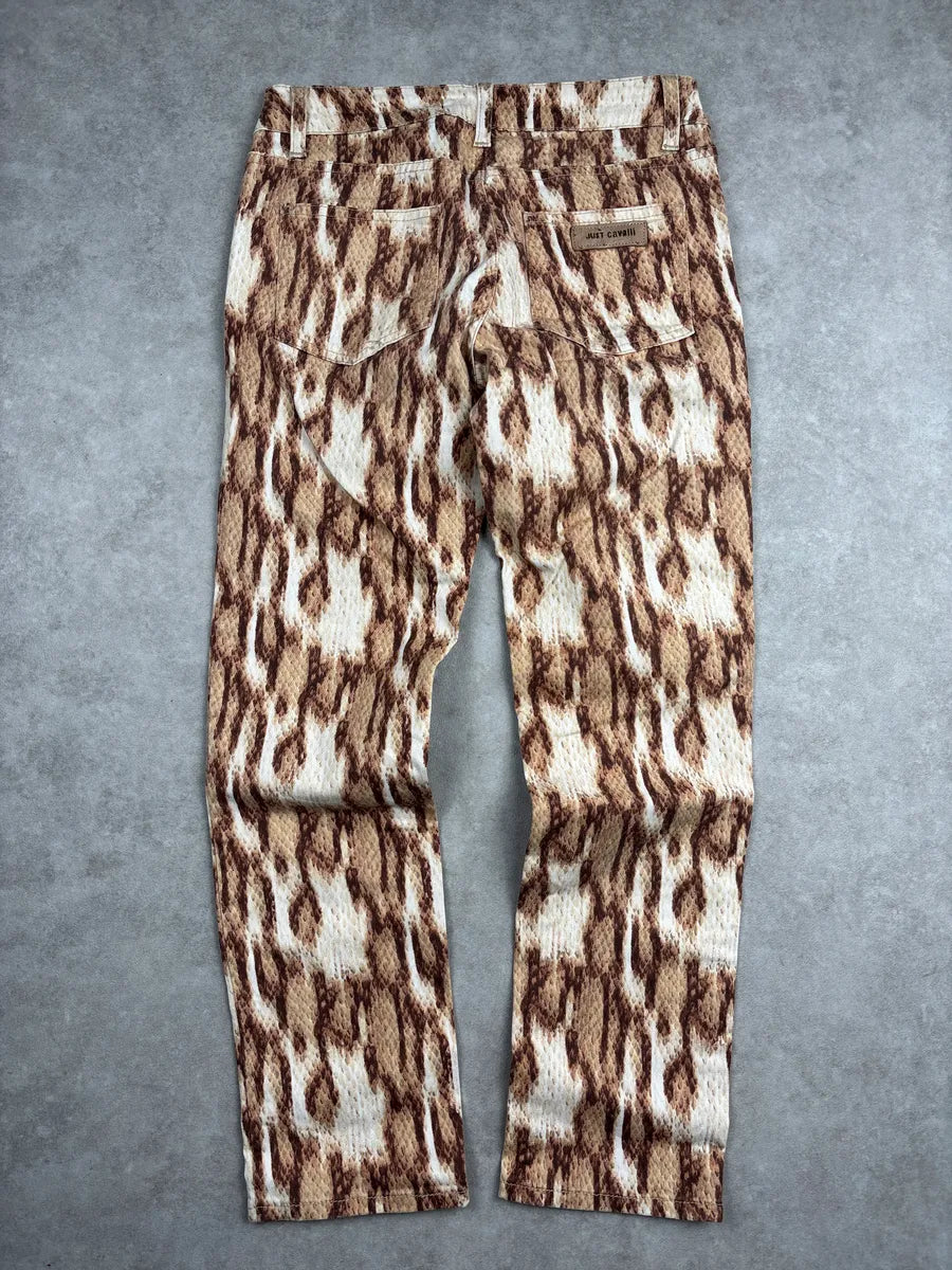 SS2011 Cavalli Beige Brown Snake Print Slim Low-Rise Jeans CLMkLXqV 4