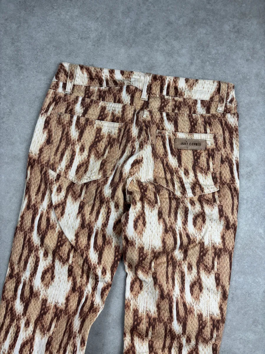 SS2011 Cavalli Beige Brown Snake Print Slim Low-Rise Jeans CLMkLXqV 7