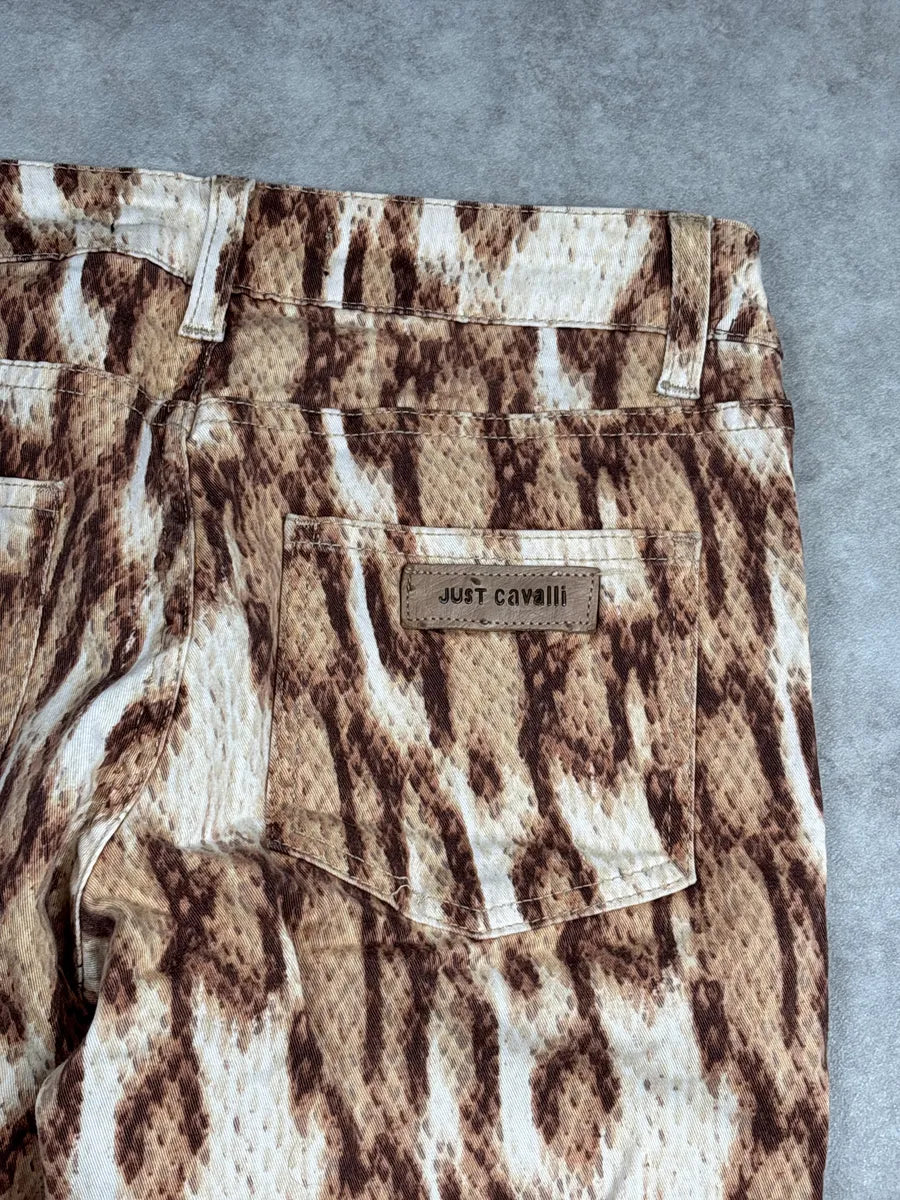 SS2011 Cavalli Beige Brown Snake Print Slim Low-Rise Jeans CLMkLXqV 8