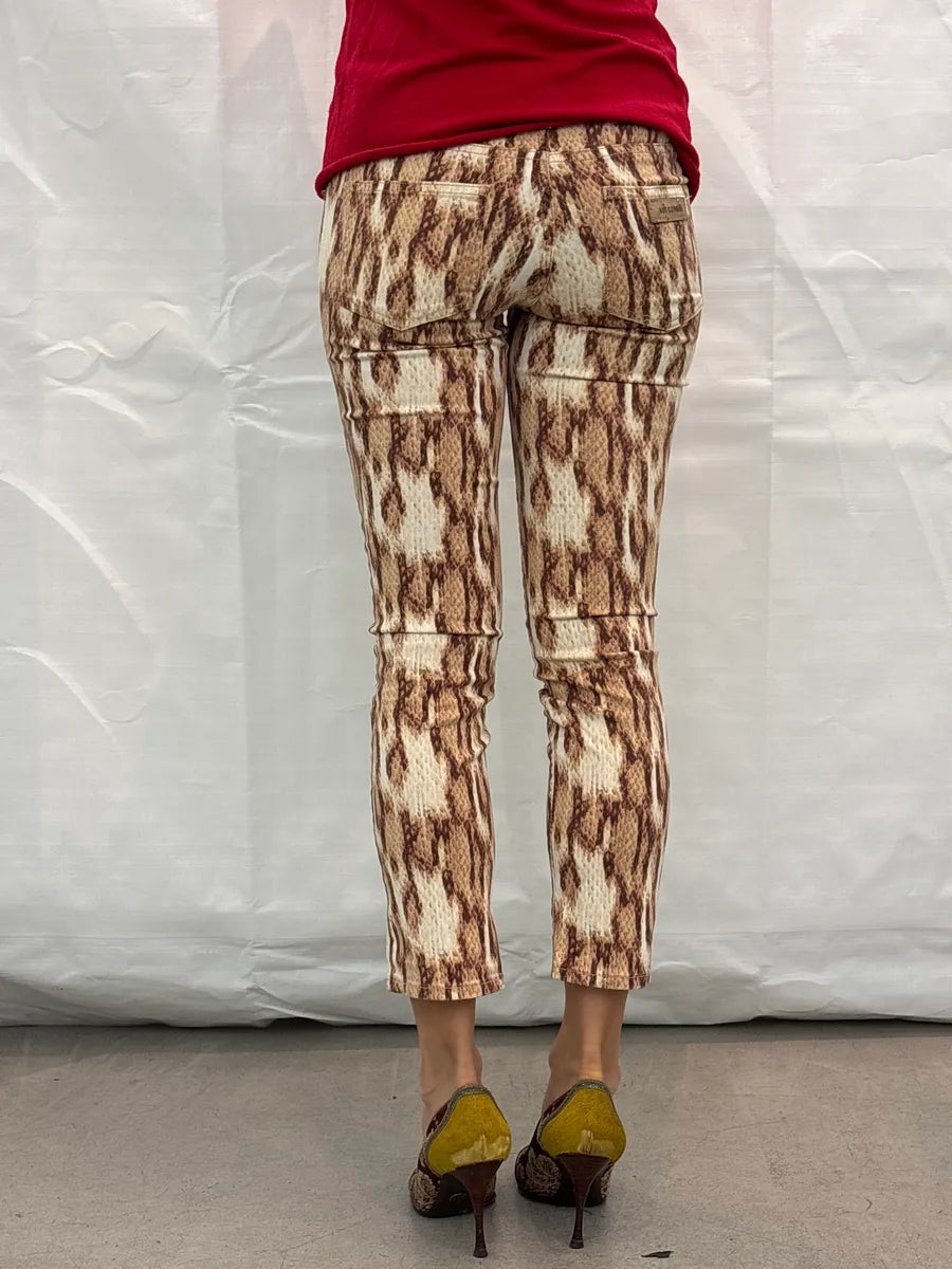 SS2011 Cavalli Beige Brown Snake Print Slim Low-Rise Jeans CLMkLXqV 3