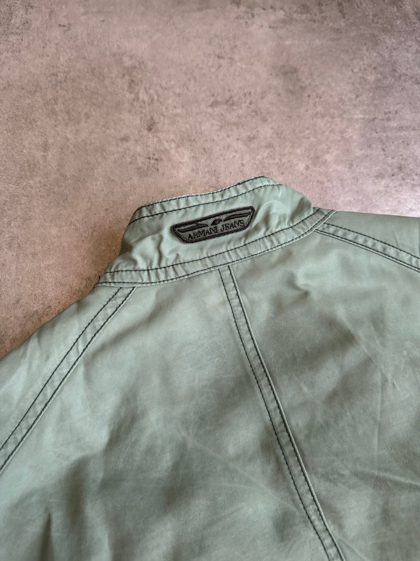 2000s Armani Pastel Drift Green Relaxed Bomber Jacket (M) - 6