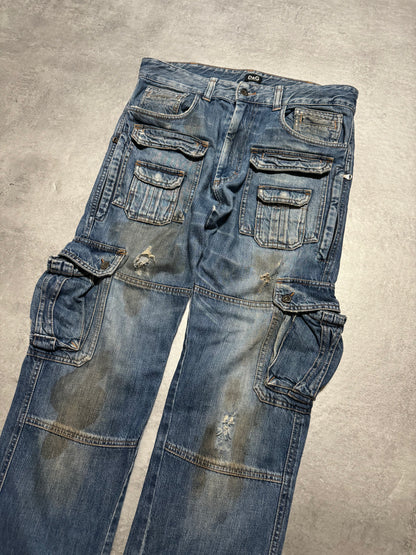 AW2005 Dolce & Gabbana Destroyed Cargo Denim Jeans (L) - 7