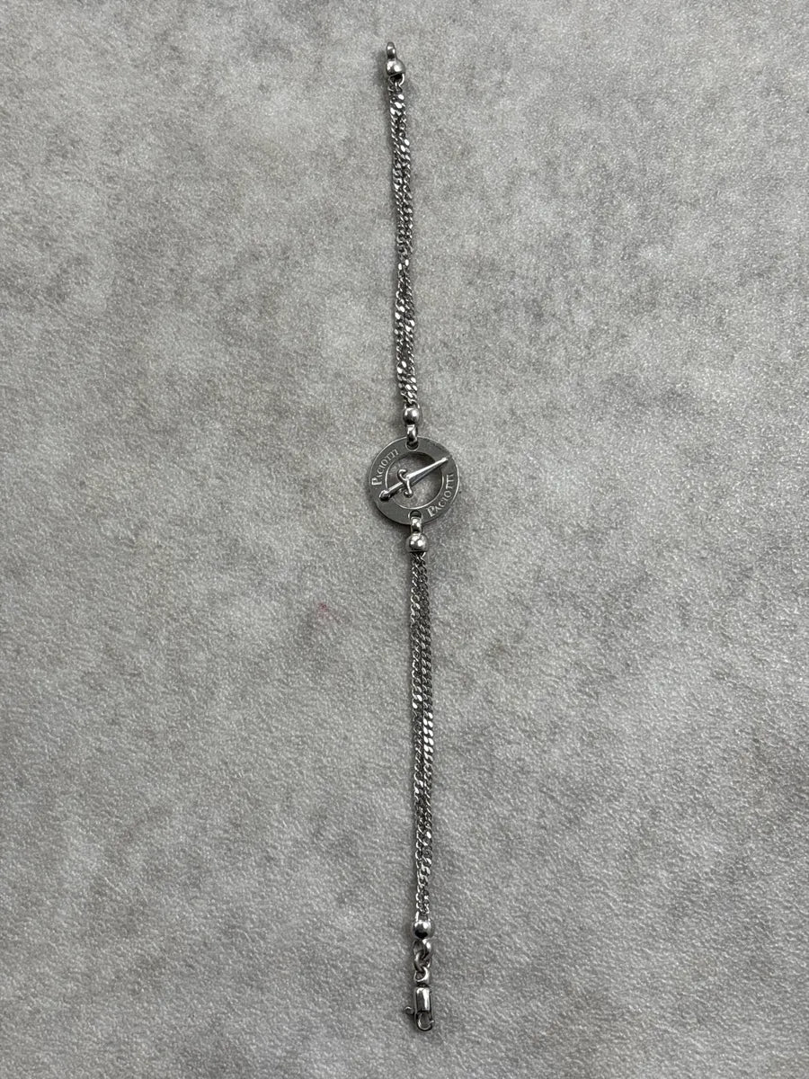 Paciotti Silver-Tone Sword Medallion Logo Engraved Bracelet CRzeiHwZ 0