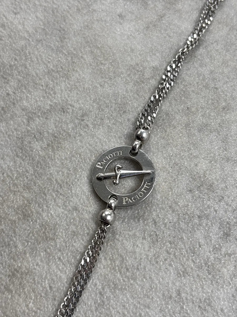 Paciotti Silver-Tone Sword Medallion Logo Engraved Bracelet CRzeiHwZ 3