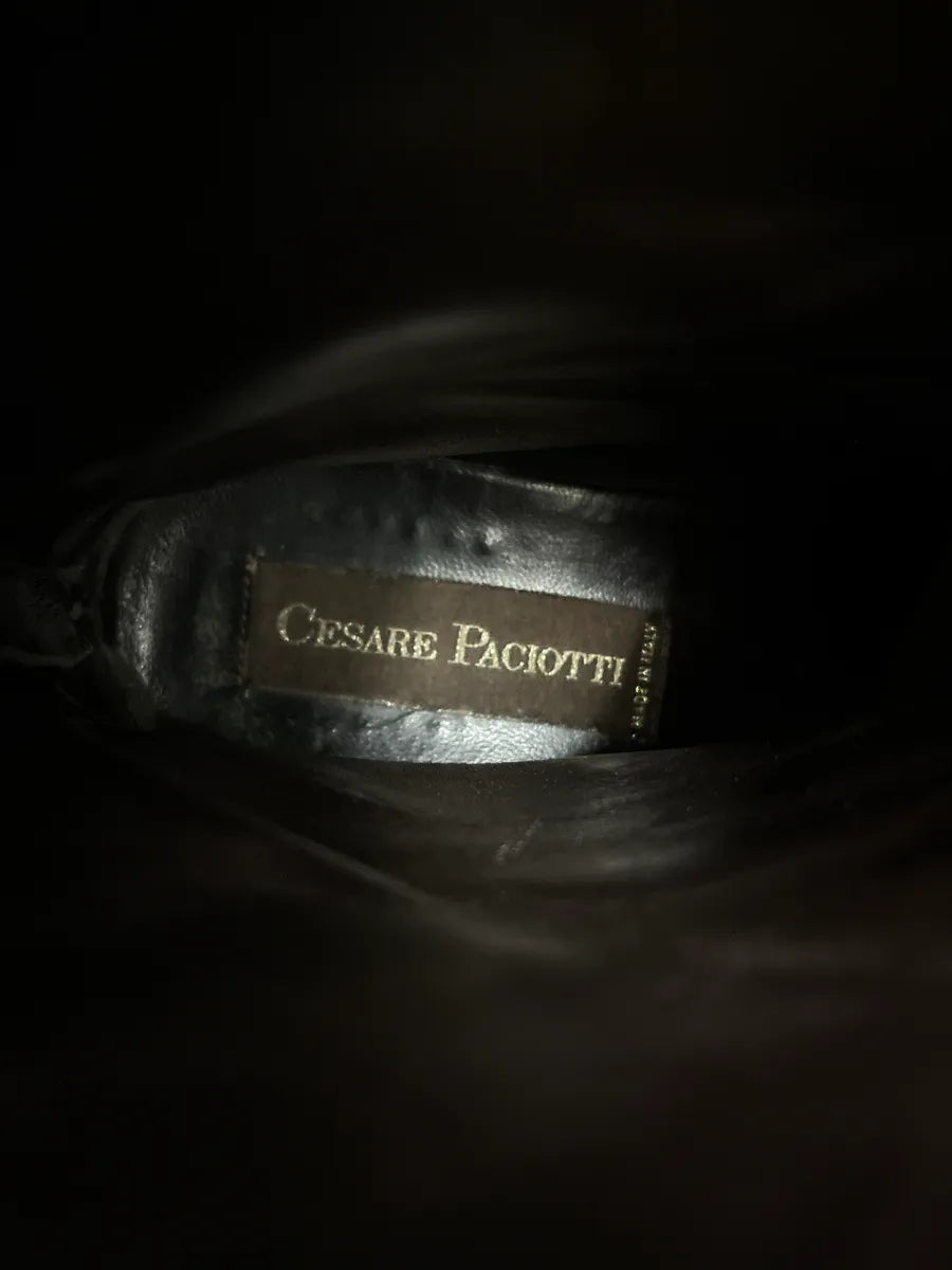 2000s Cesare Paciotti Buckle Strap Black Leather Boots CTNWpAYY 9