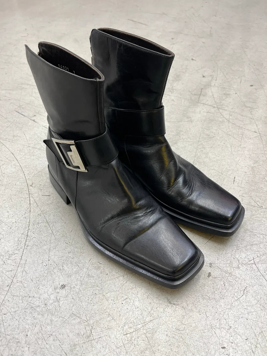 2000s Cesare Paciotti Buckle Strap Black Leather Boots CTNWpAYY 4