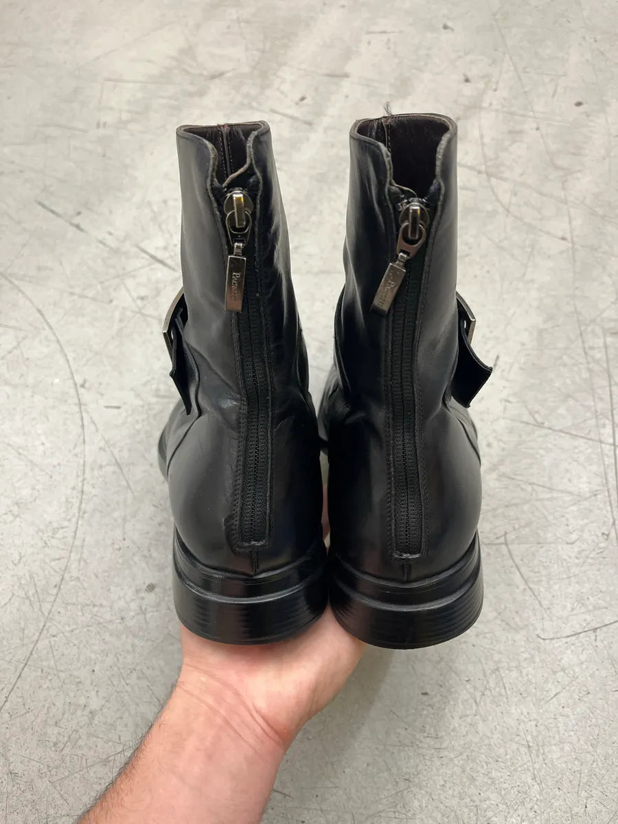 2000s Cesare Paciotti Buckle Strap Black Leather Boots CTNWpAYY 6