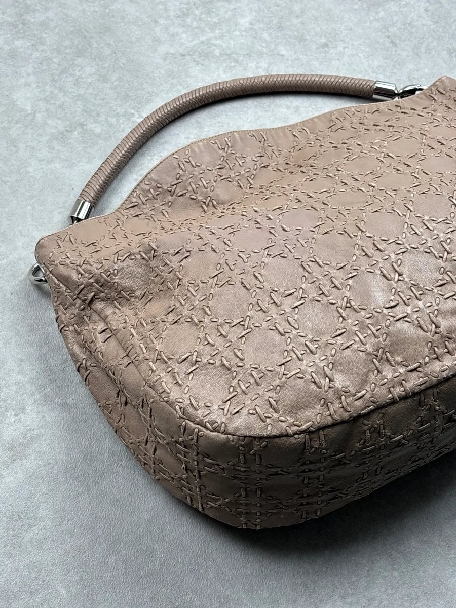 SS2007 Christian Dior Taupe Leather Stitched Logo Cannage Shoulder Bag by Galliano CUesbWPO 14
