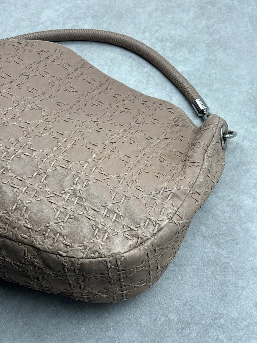 SS2007 Christian Dior Taupe Leather Stitched Logo Cannage Shoulder Bag by Galliano CUesbWPO 7