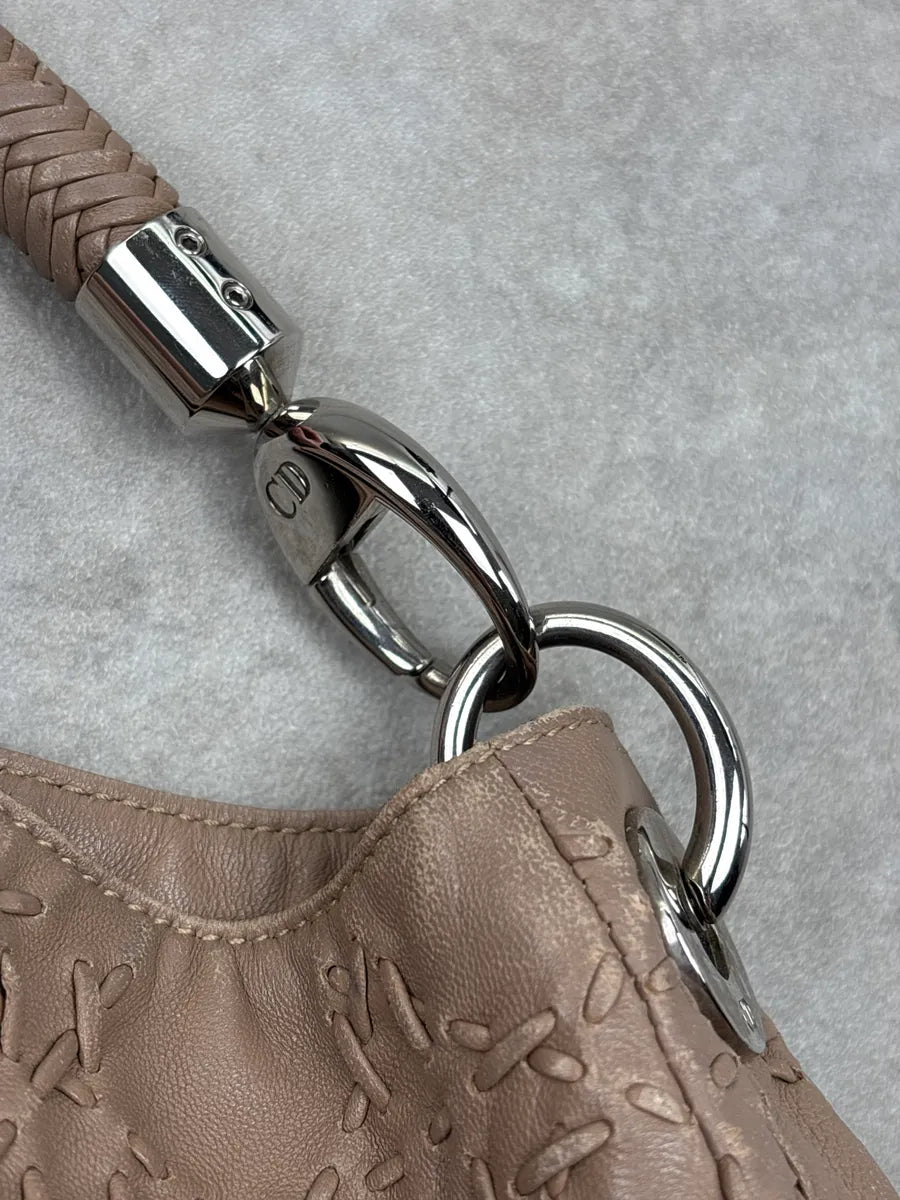 SS2007 Christian Dior Taupe Leather Stitched Logo Cannage Shoulder Bag by Galliano CUesbWPO 10
