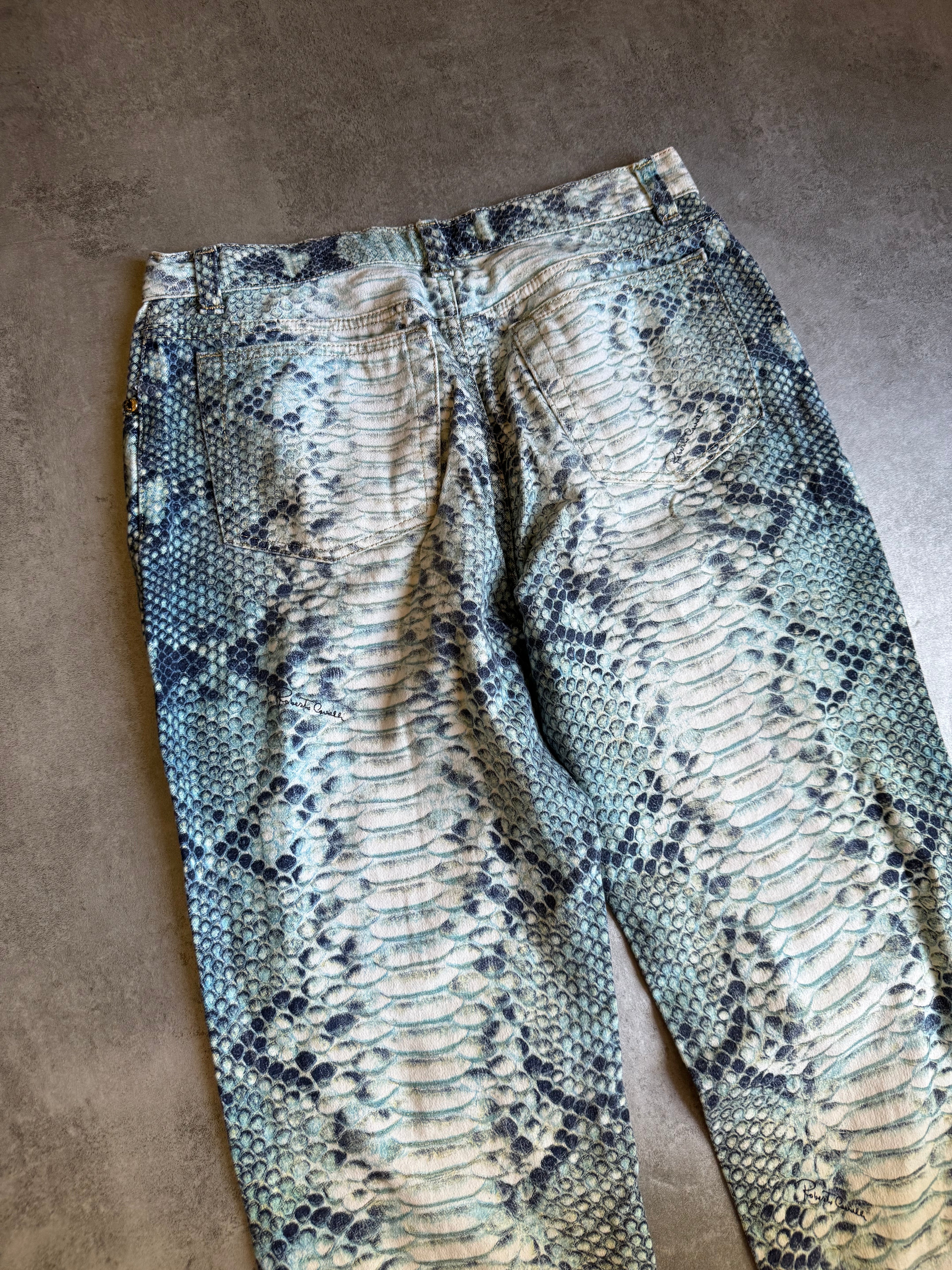 AW2002 Roberto Cavalli Aqua Scales Python Effect Pants  (S) - 3