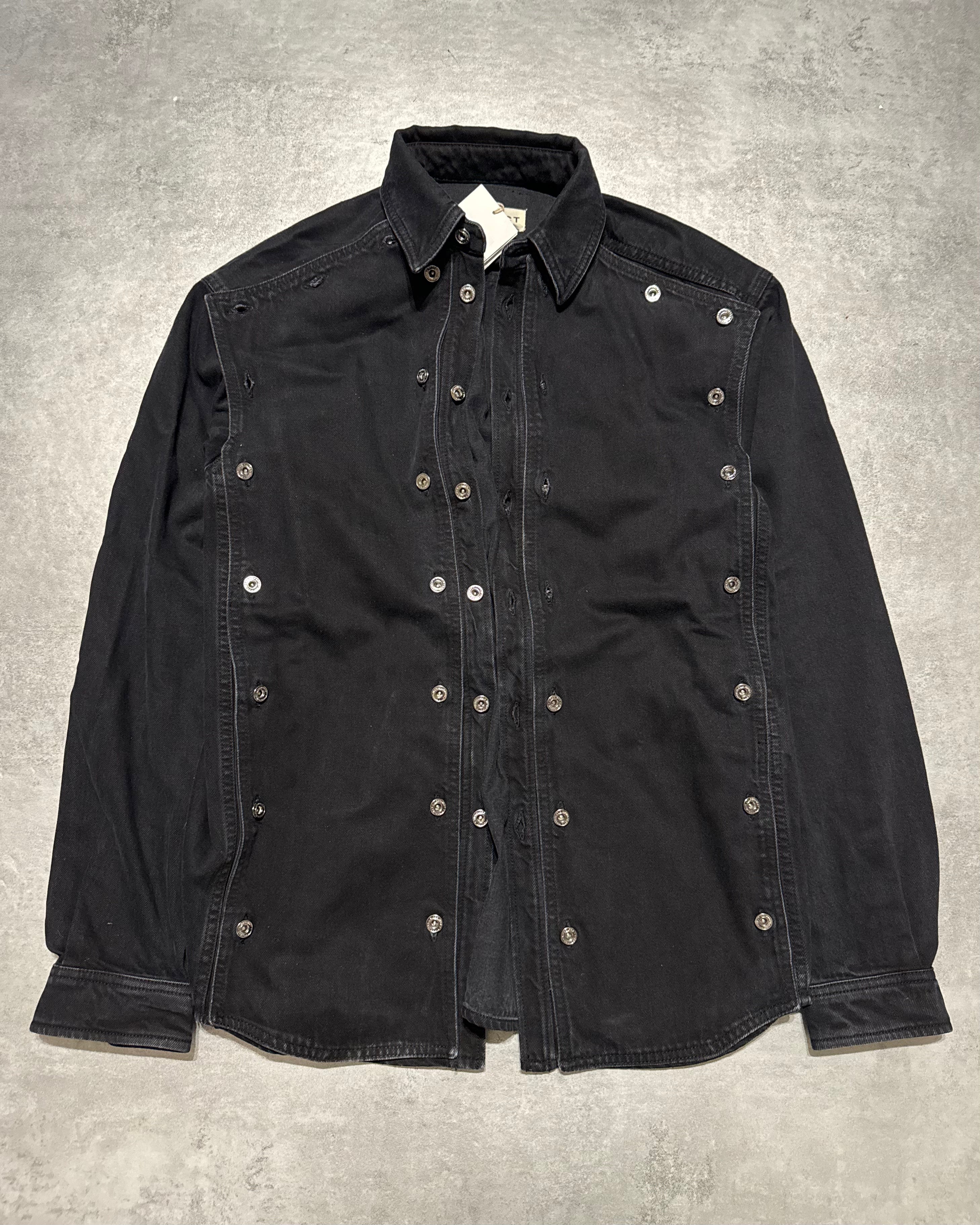SS2025 Y/Project Snap Evergreen Black Denim Shirt (M) - 7
