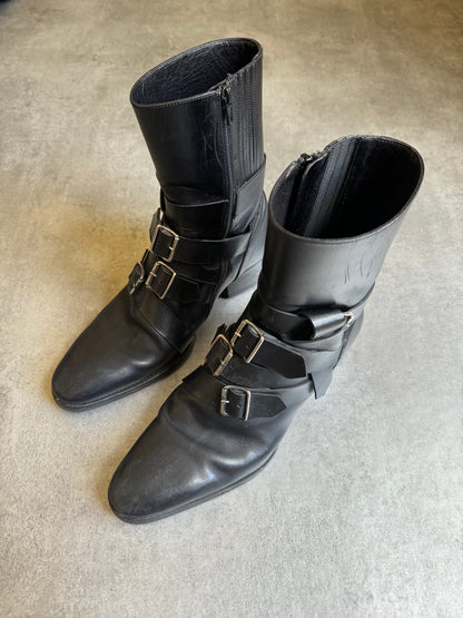 AW2012 Dsquared2 Black Strapped Buckles Combat Ankle Leather Boots (42) - 6