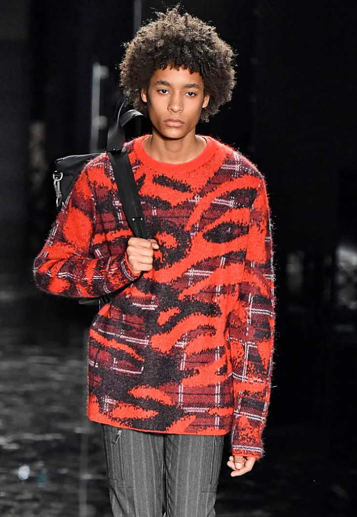 FW2019 Neil Barrett Red Avant-Garde Mohair Sweater