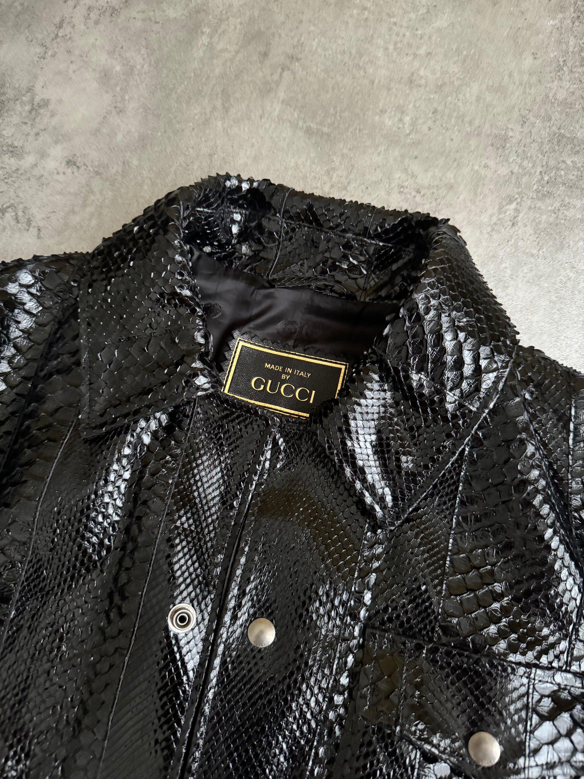 Gucci Black Python Leather Jacket (M) - 15