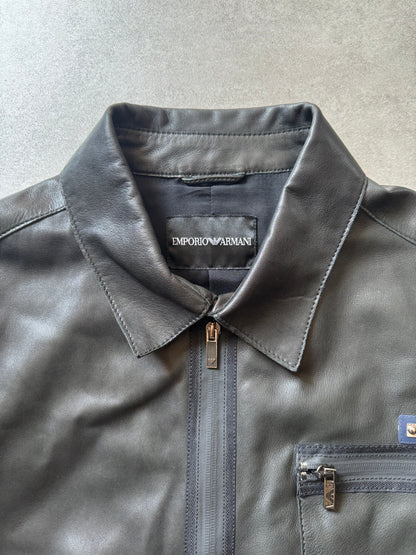 SS2009 Emporio Armani Black Pure Leather Jacket (L) - 8