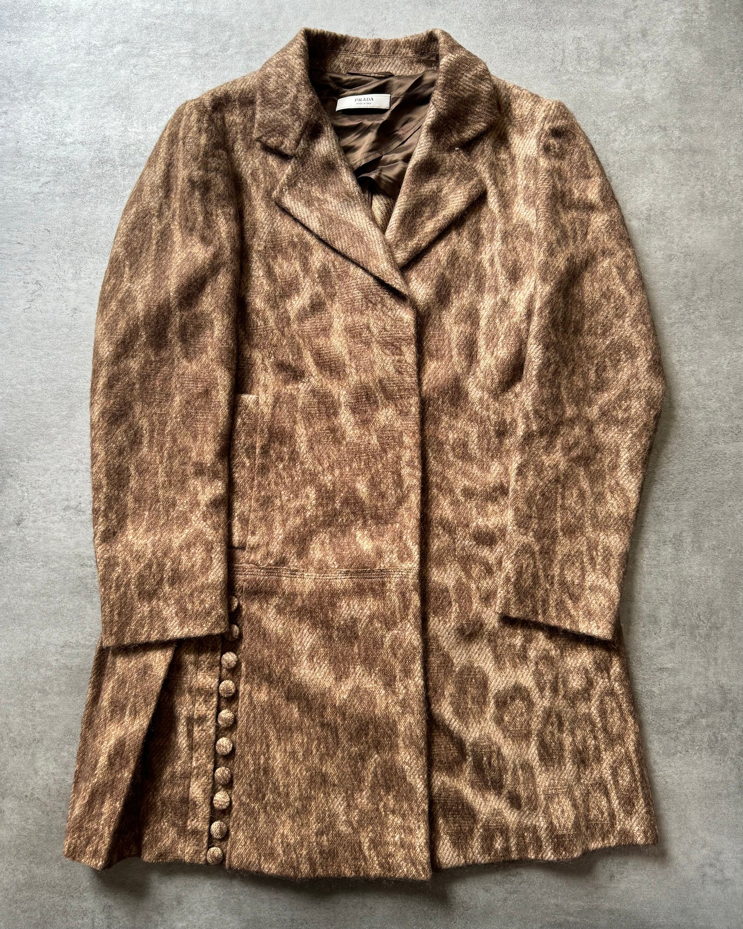 AW2006 Prada Wool Glamour Leopard Effect Trench Jacket  (S) - 1