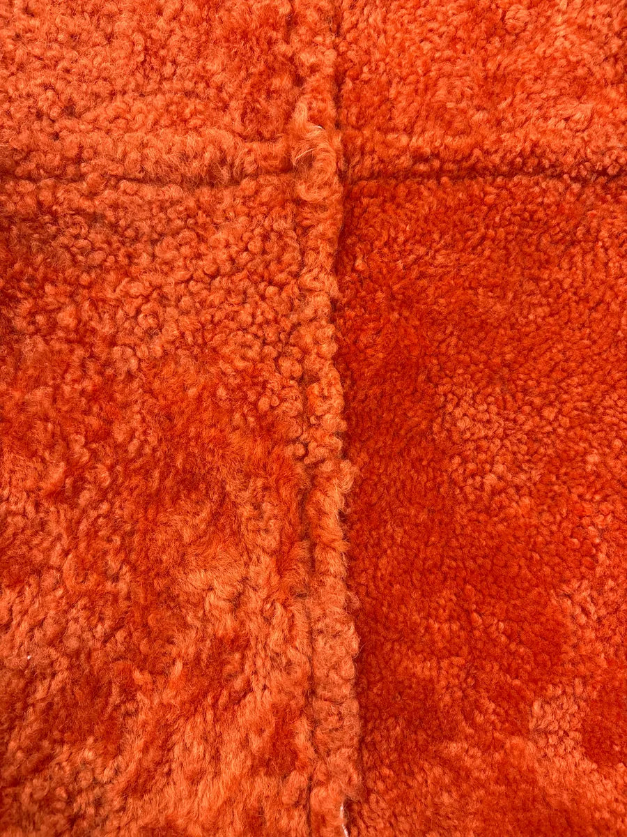 AW2000 Chanel Orange Shearling Fur Leather Jacket CgldWTZv 10