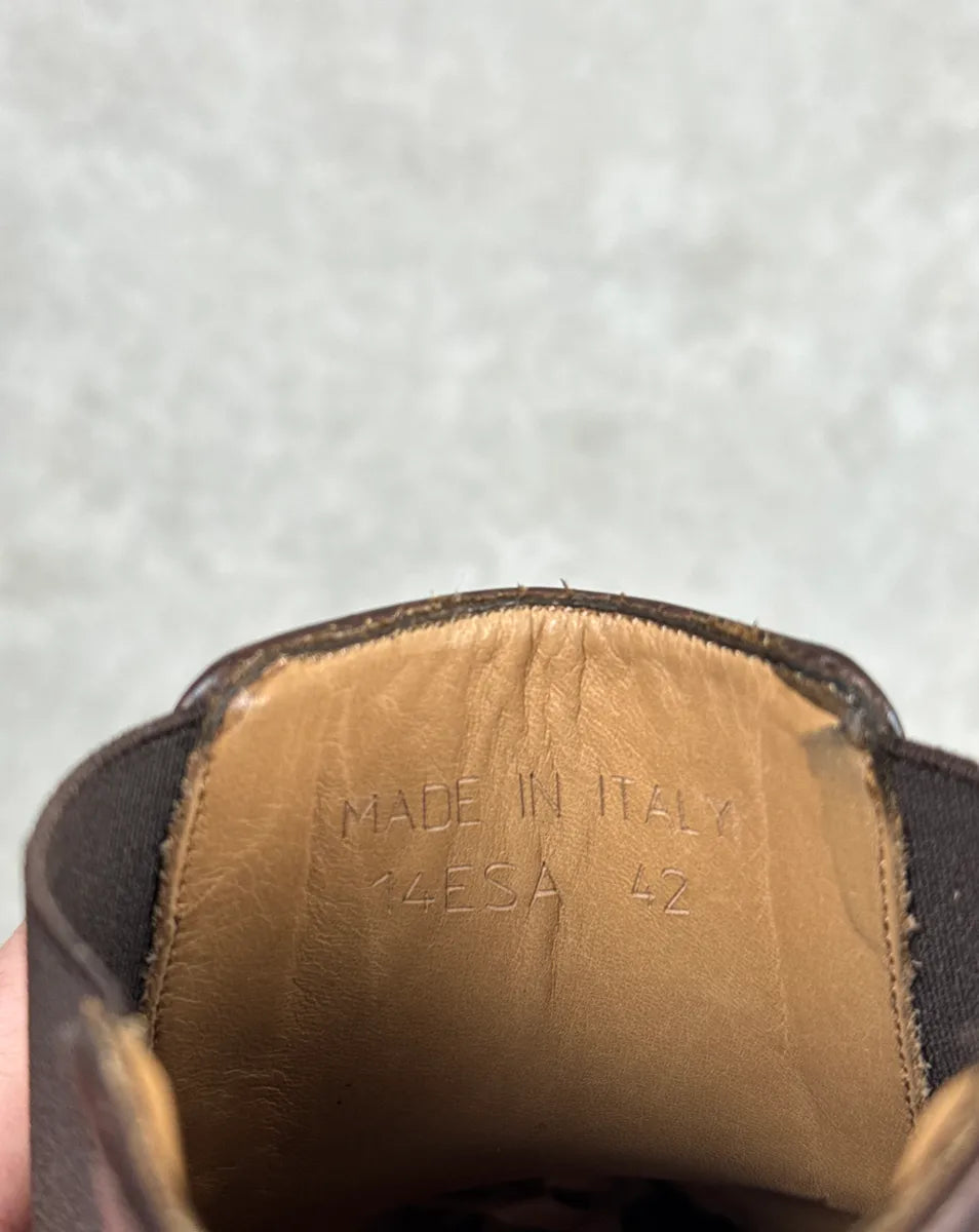 Dior Dark Brown Leather Eroded Goodyear Chelsea Boots ChiJJqkf 9