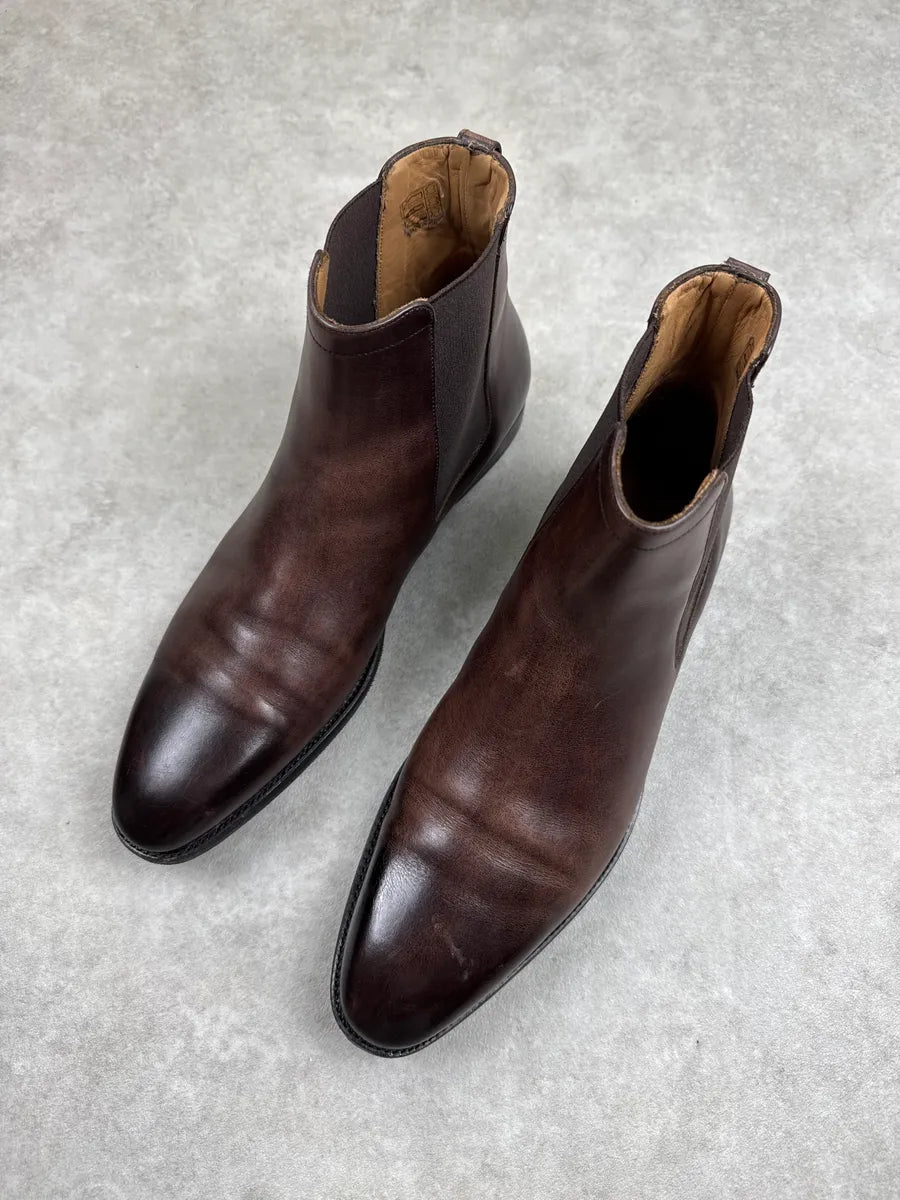 Dior Dark Brown Leather Eroded Goodyear Chelsea Boots ChiJJqkf 3