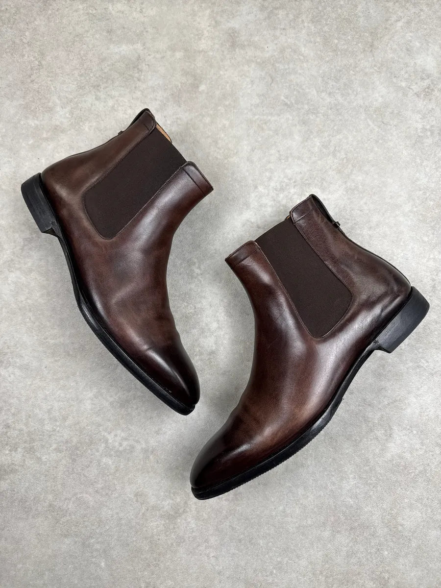 Dior Dark Brown Leather Eroded Goodyear Chelsea Boots ChiJJqkf 4