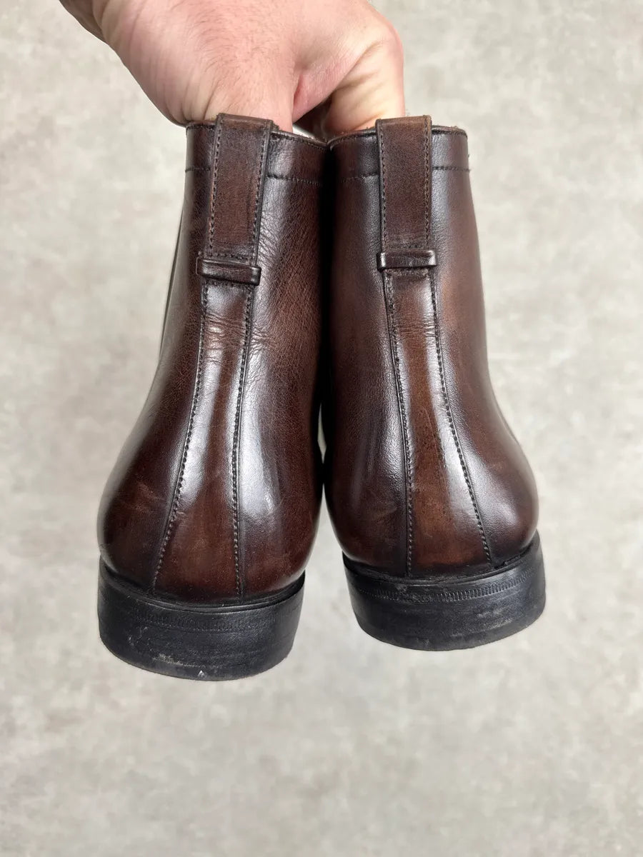 Dior Dark Brown Leather Eroded Goodyear Chelsea Boots ChiJJqkf 6