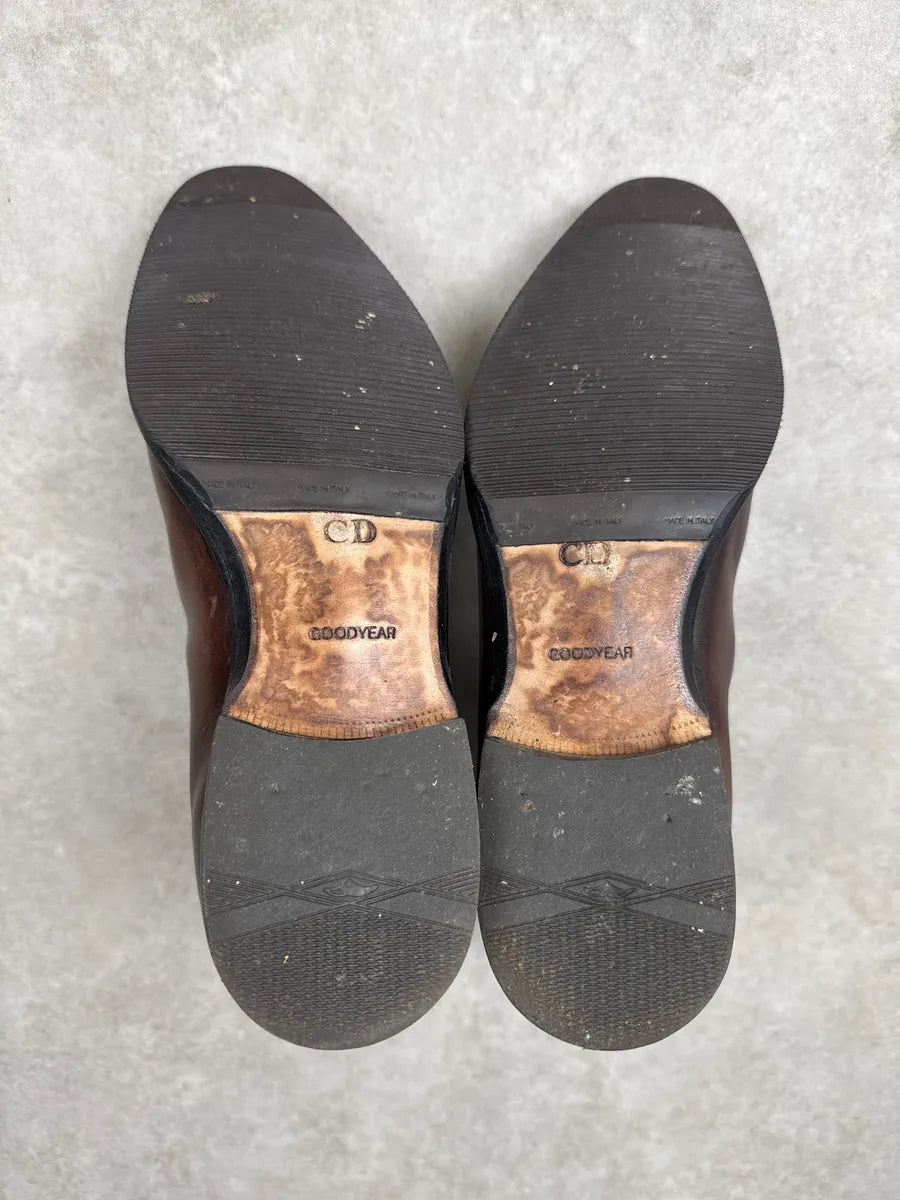 Dior Dark Brown Leather Eroded Goodyear Chelsea Boots ChiJJqkf 7