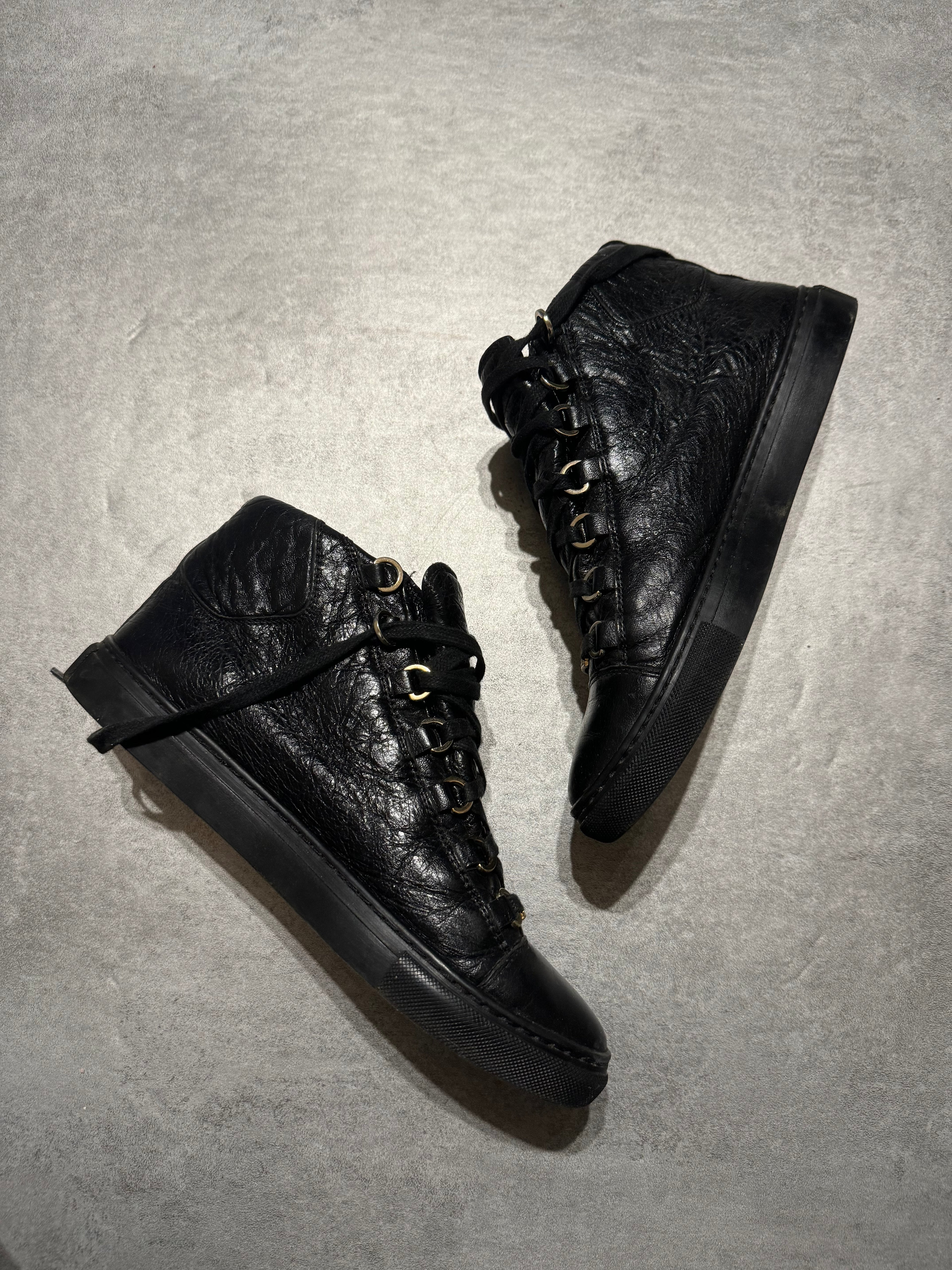 Balenciaga Arena Black High Top Leather (40) - 3