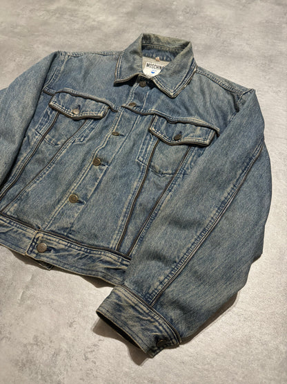 2000s Moschino Zip Propaganda Relaxed Denim Jacket (M) - 8