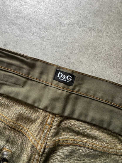 AW2003 Dolce & Gabbana Double-Waisted Faded Denim Cargo Pants (M) - 6