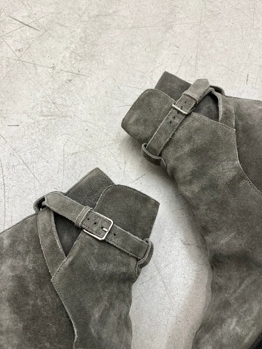 Saint Laurent Strap Grey Suede Ankle Boots CqHKgKEL 4