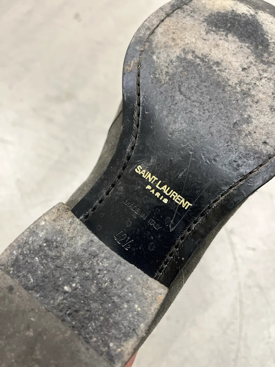 Saint Laurent Strap Grey Suede Ankle Boots CqHKgKEL 5