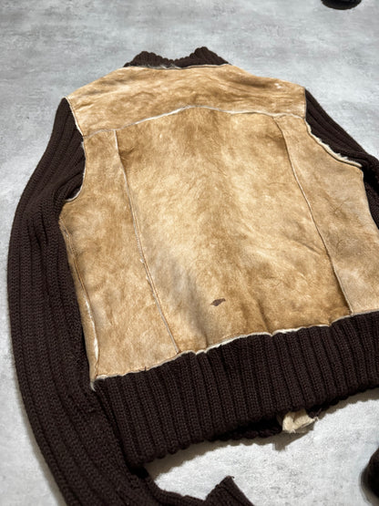 2000s Dolce & Gabbana Fur Leather Brown Wool Sweater (S/M) - 5