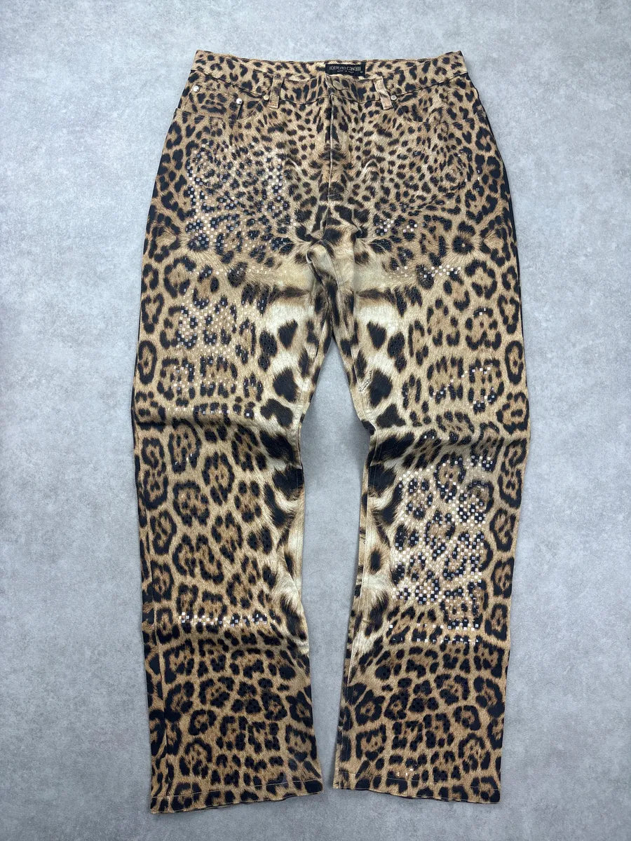 2000s Roberto Cavalli Leopard Sequins Pants CsBiBdcT 0